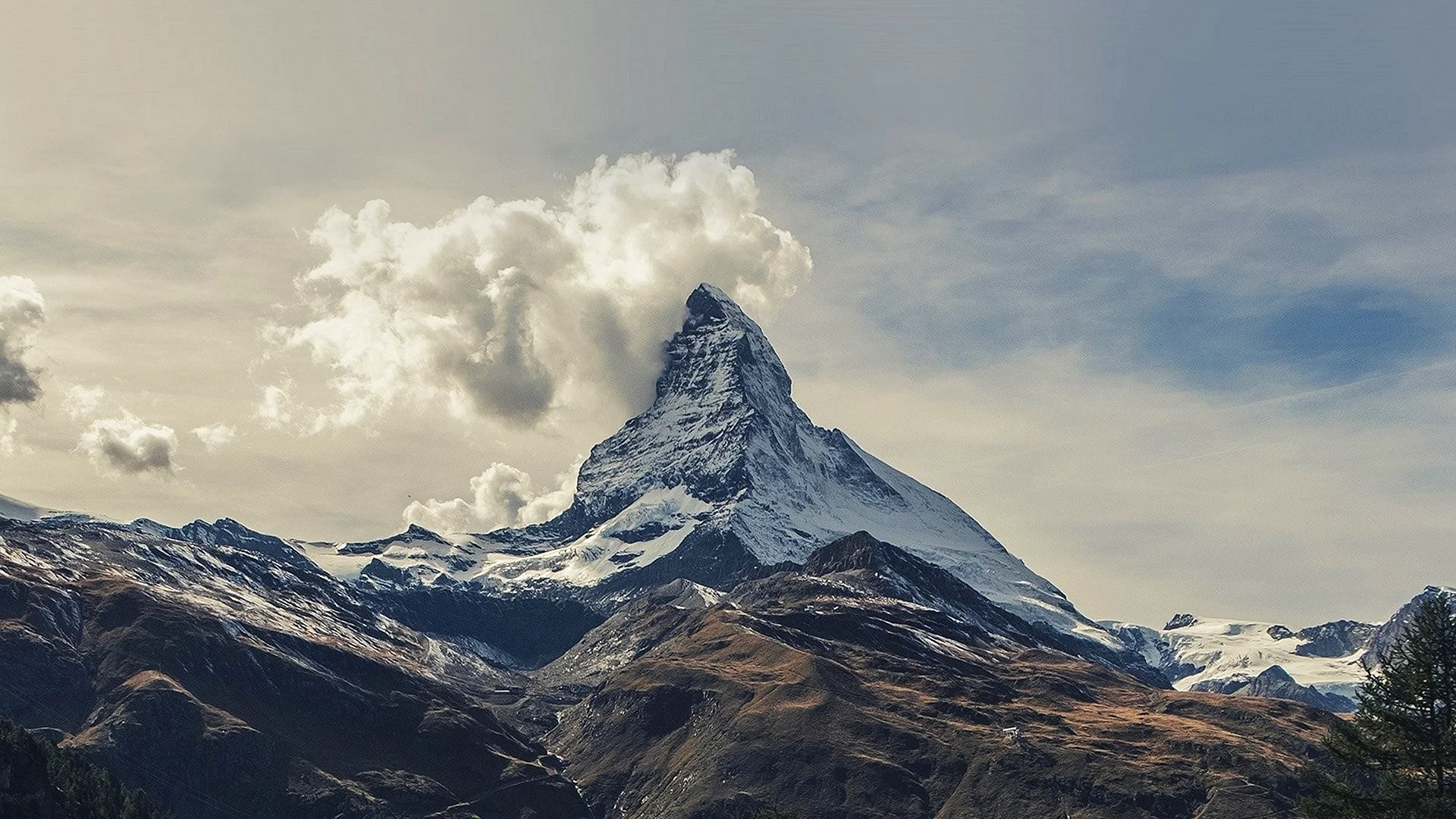 Snowy Mountain Clouds Wallpaper