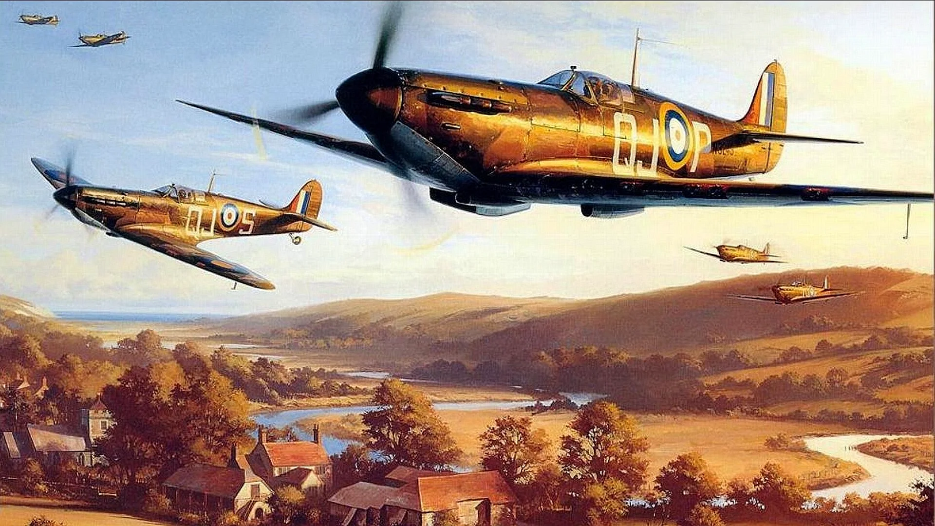 Spitfire Plane Painting Wallpaper