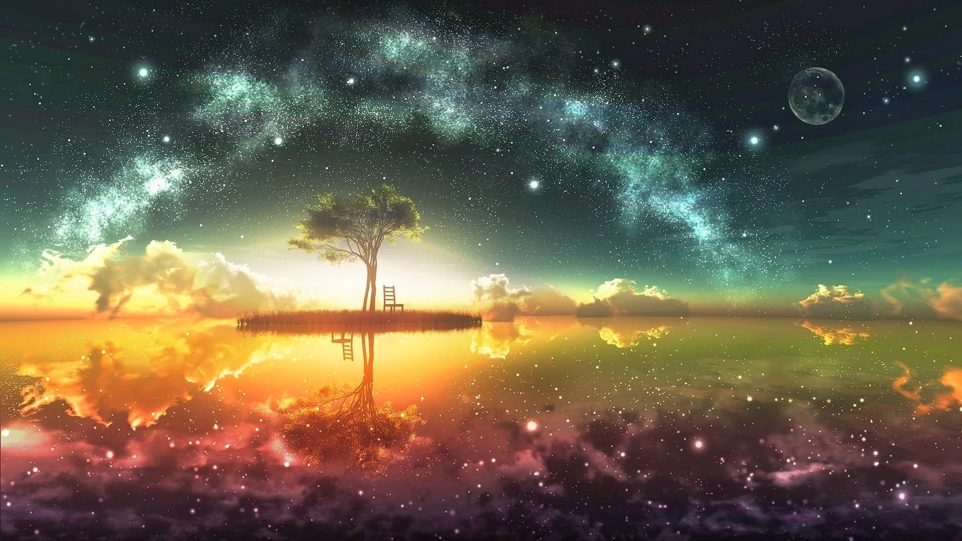 Starry Sky Landscape Wallpaper