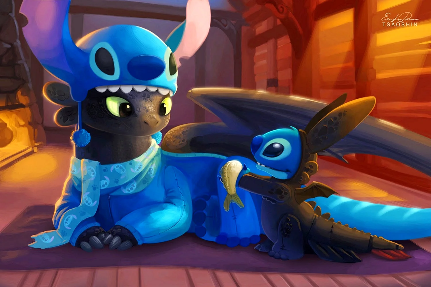 Stitch And Toothless Wallpaper