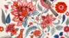 Textile Floral Motifs Wallpaper