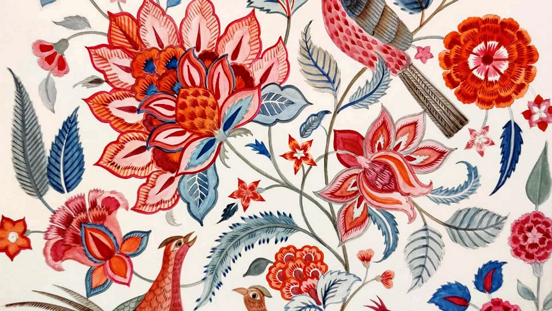 Textile Floral Motifs Wallpaper