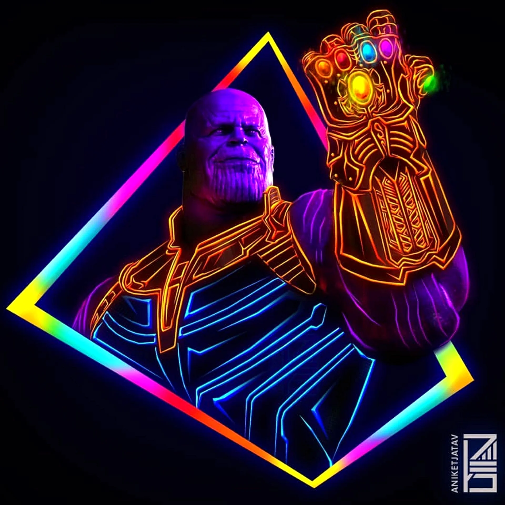 Thanos Neon Wallpaper