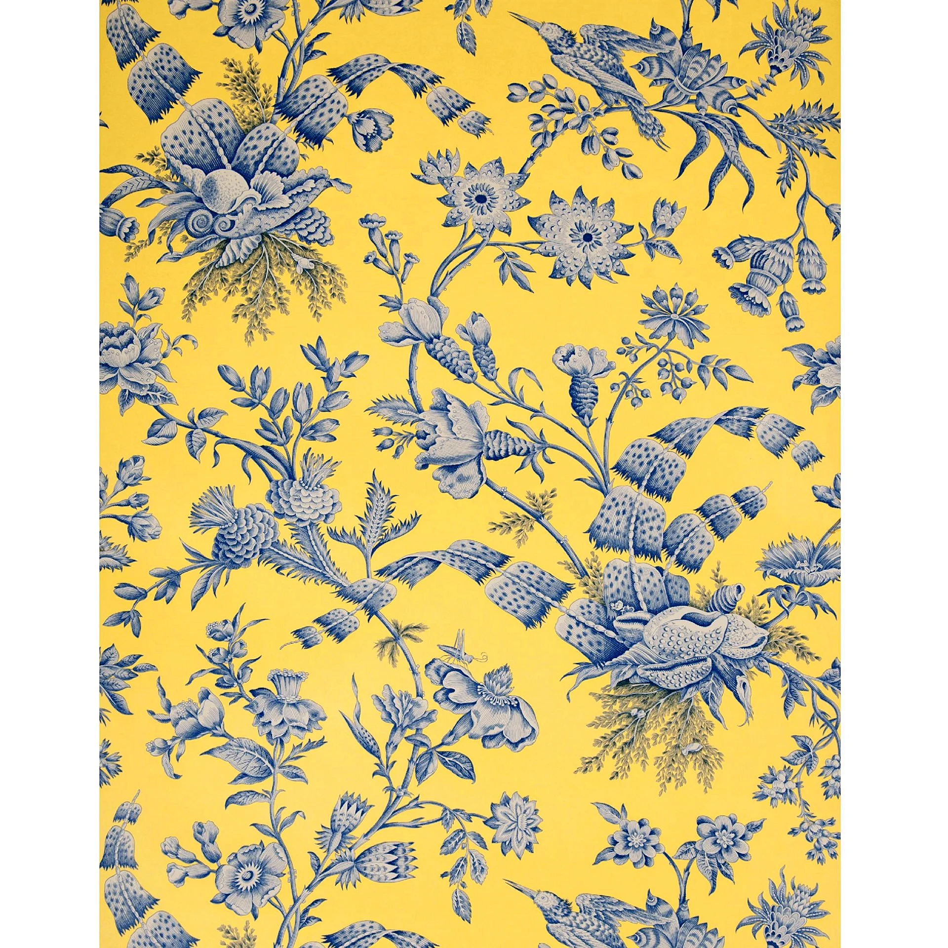 Toile De Jouy Flower Pattern Wallpaper