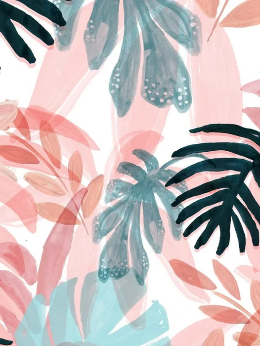 Tropical Pastel Floral Print Wallpaper