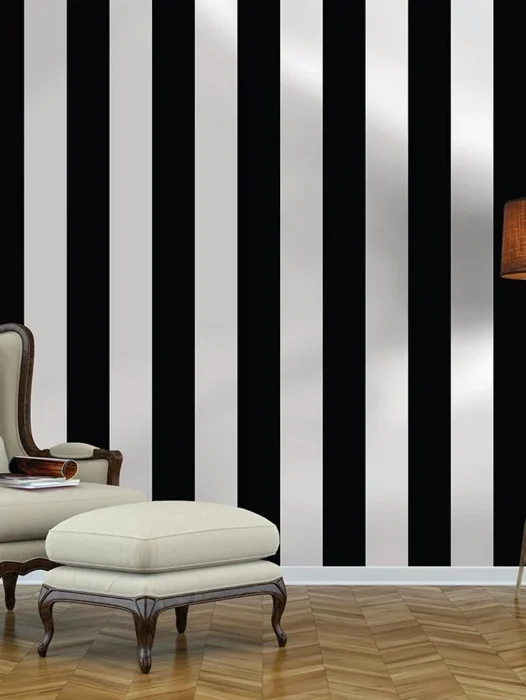Vertical Black and White Stripes Wallpaper