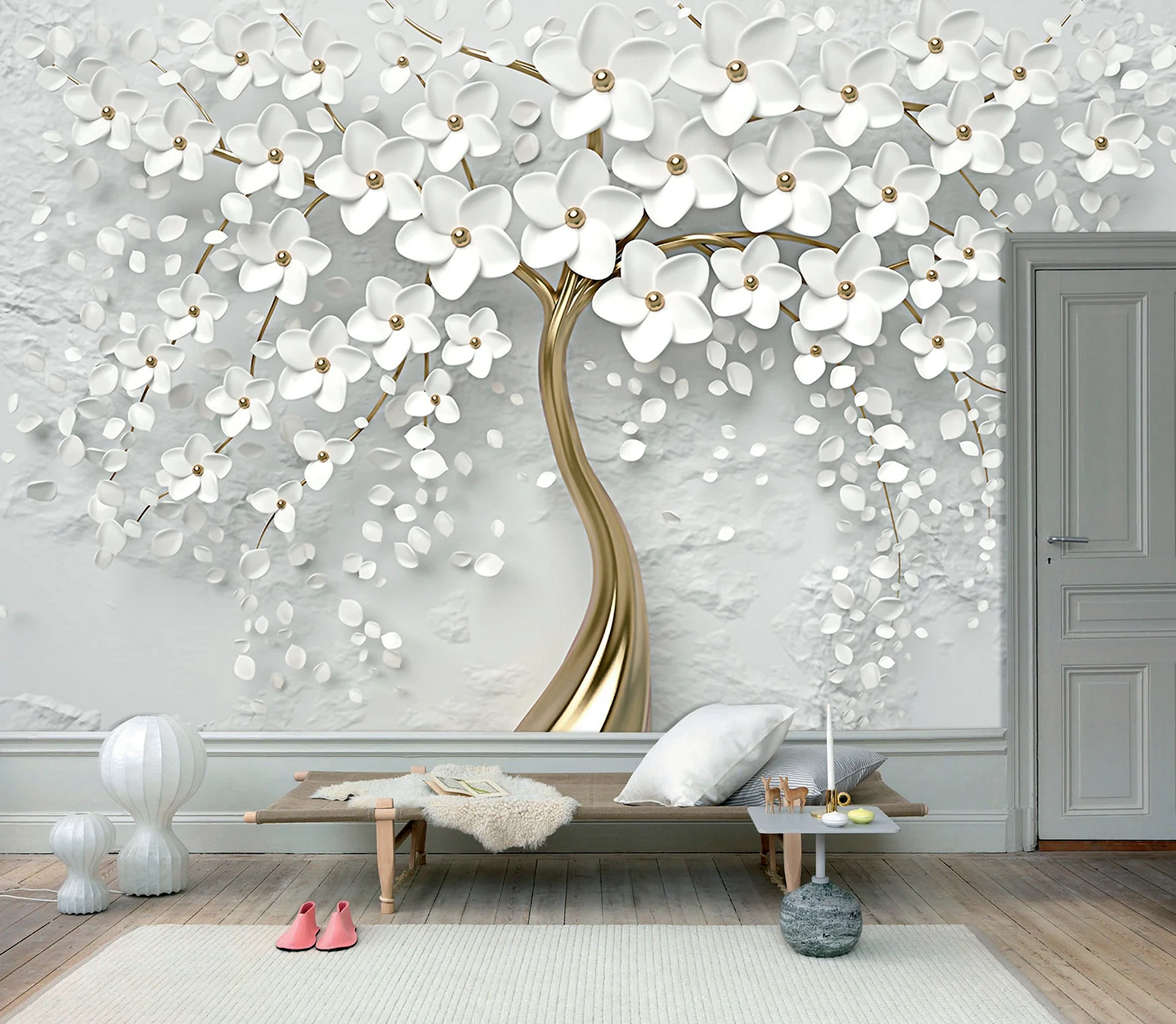 Wall 3D Flower Design Wallpaper