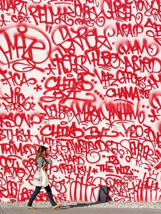 Wall Graffiti In Red Wallpaper