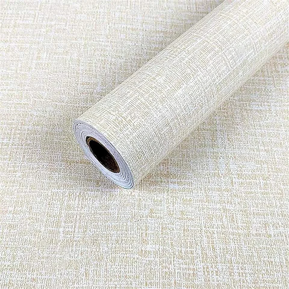 Pearl White Grasscloth Fabric Self Adhesive Fabric Contact Paper For Cabinets Wallpaper