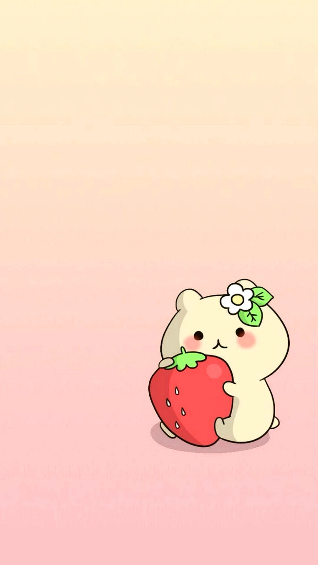 Strawberry Pink Cute Bear Wallpaper For iPhone