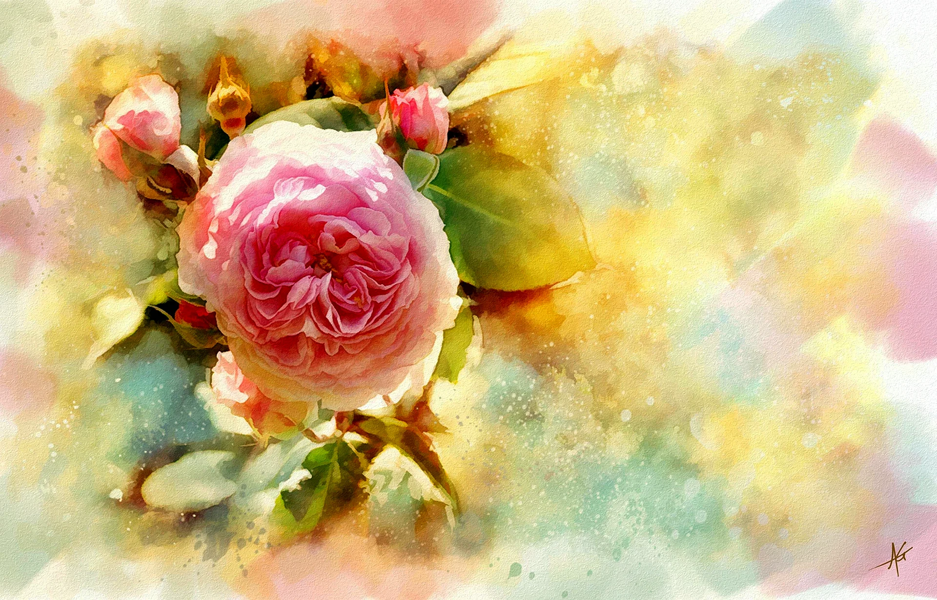 Watercolor Flower Background Wallpaper