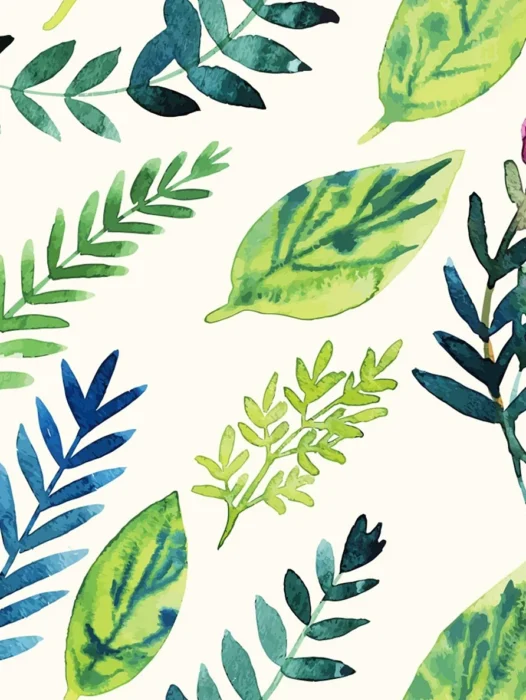 Watercolor Leaf Pattern Wallpaper