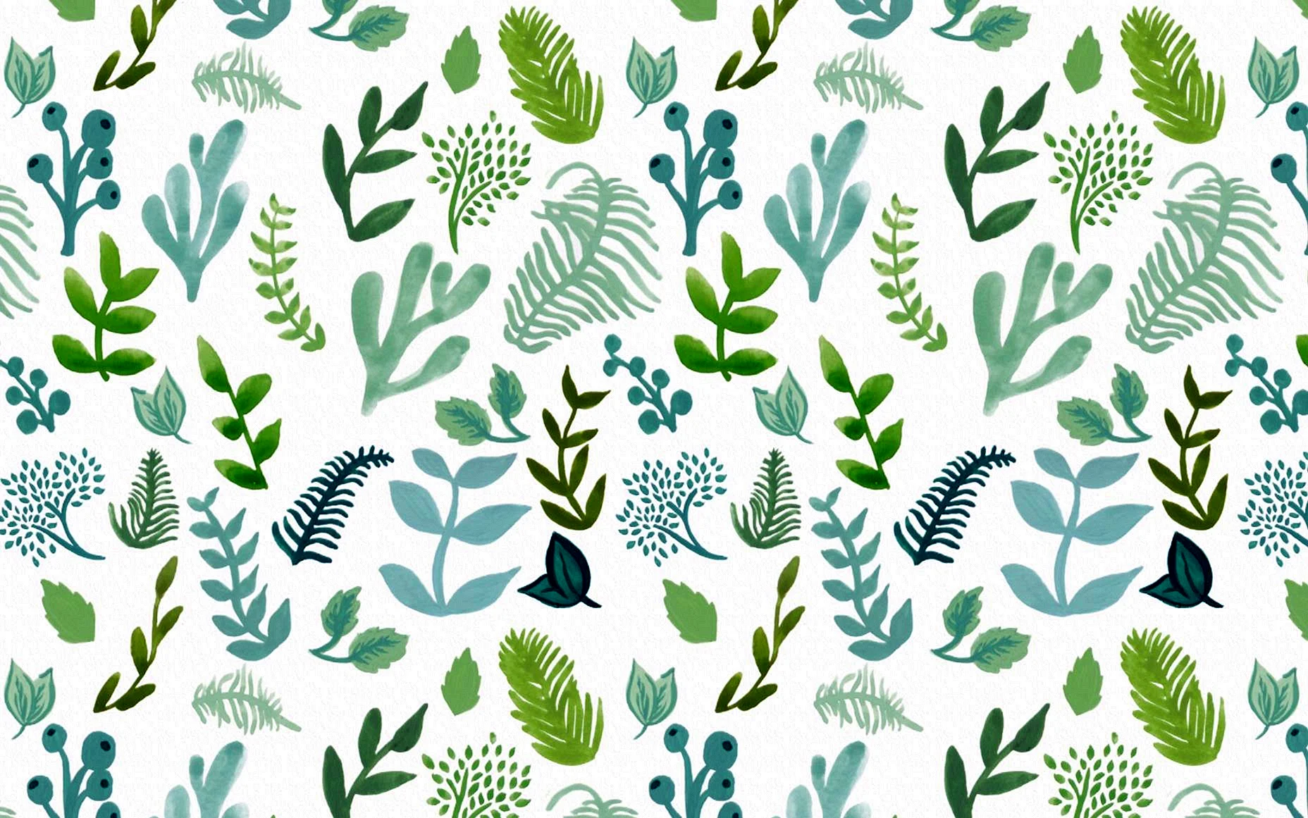 Watercolor Seamless Leaf Pattern Wallpaper