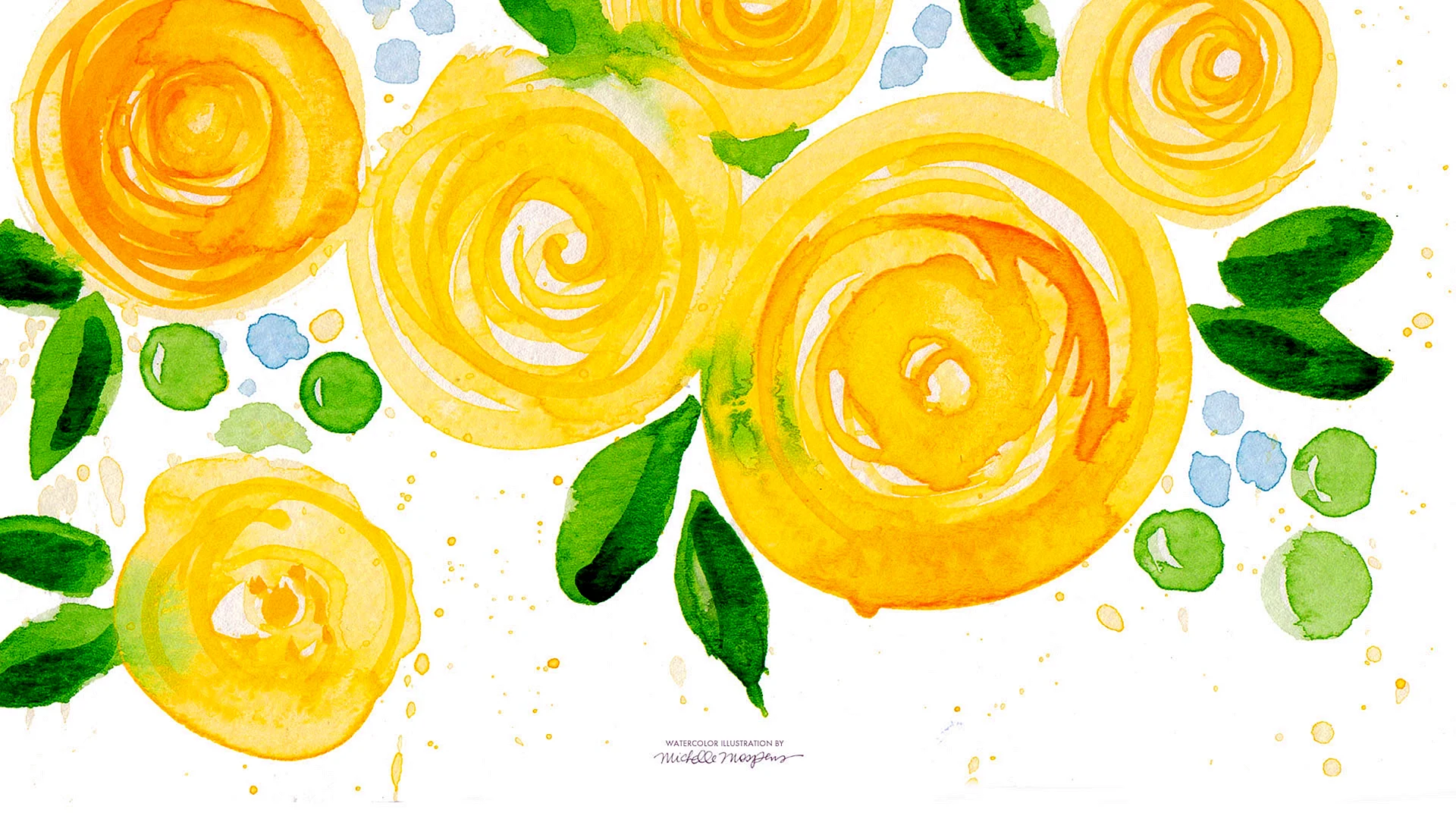 Watercolor Yellow Flower Wallpaper