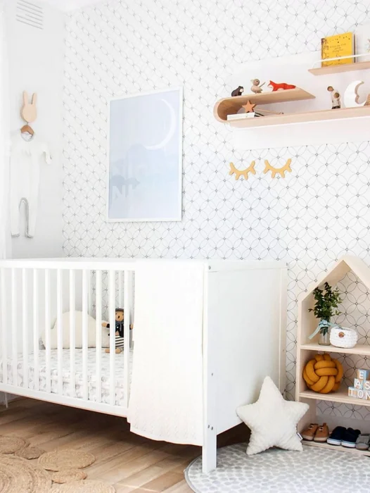 White Baby Room Wallpaper