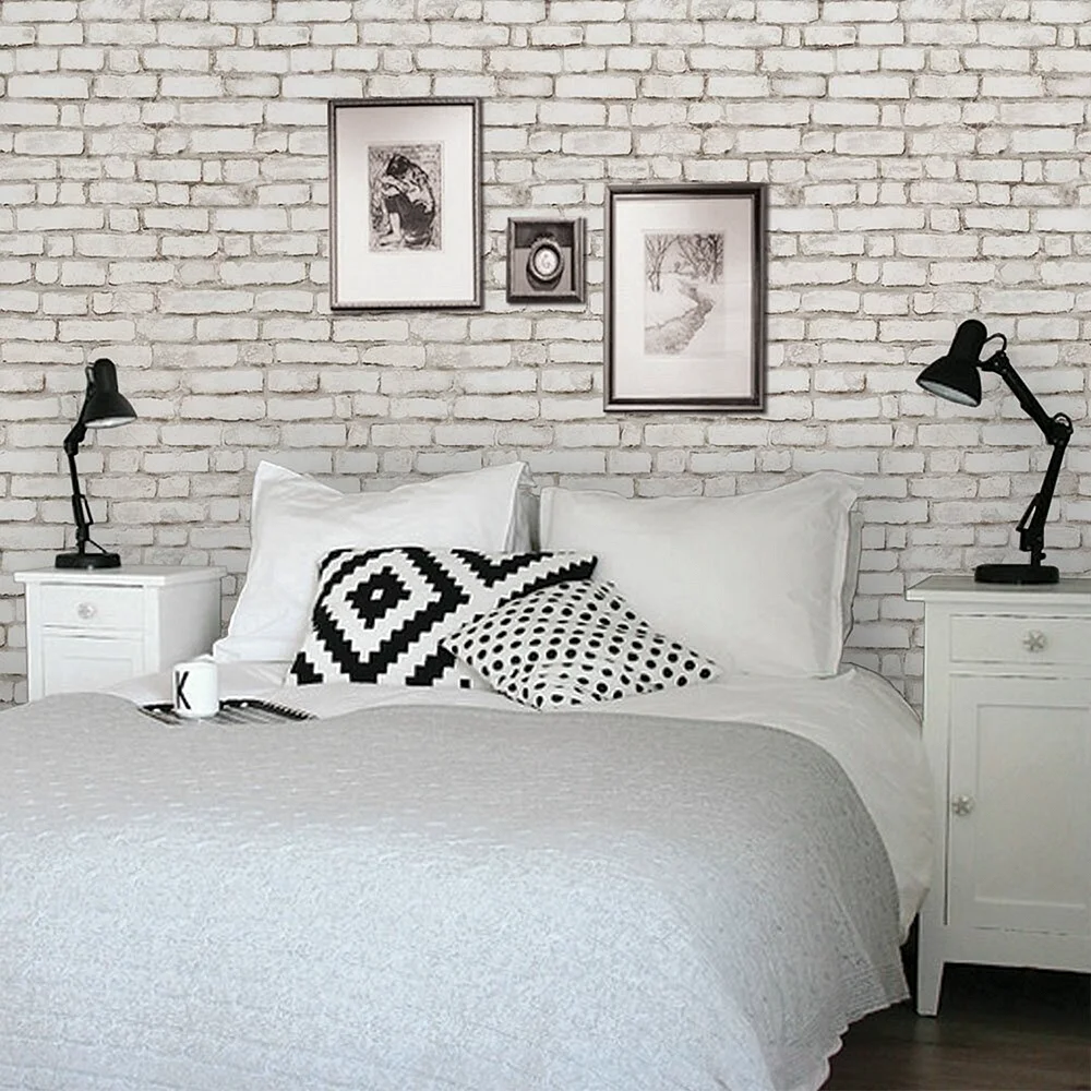 White Brick Bedroom Wallpaper