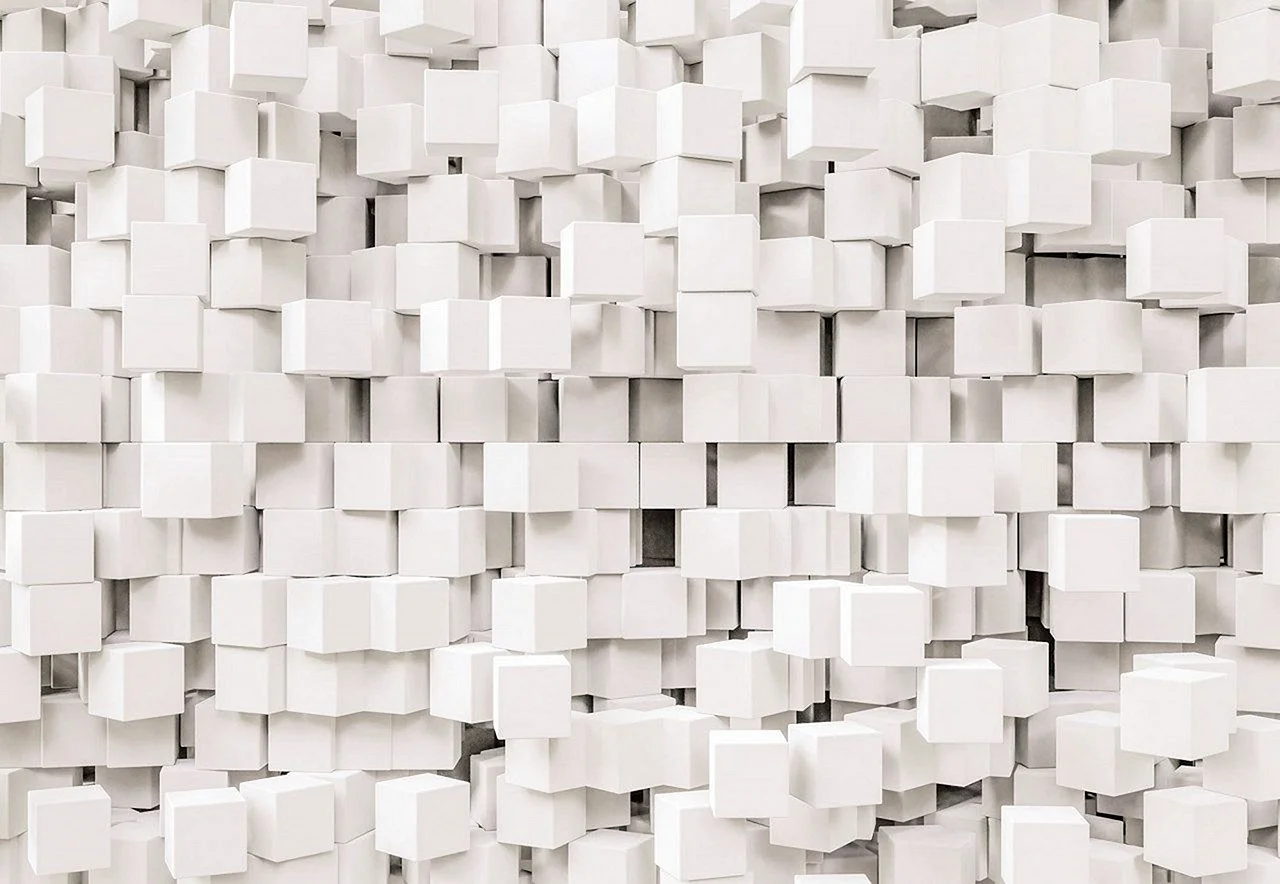 White Cubes Wall Wallpaper