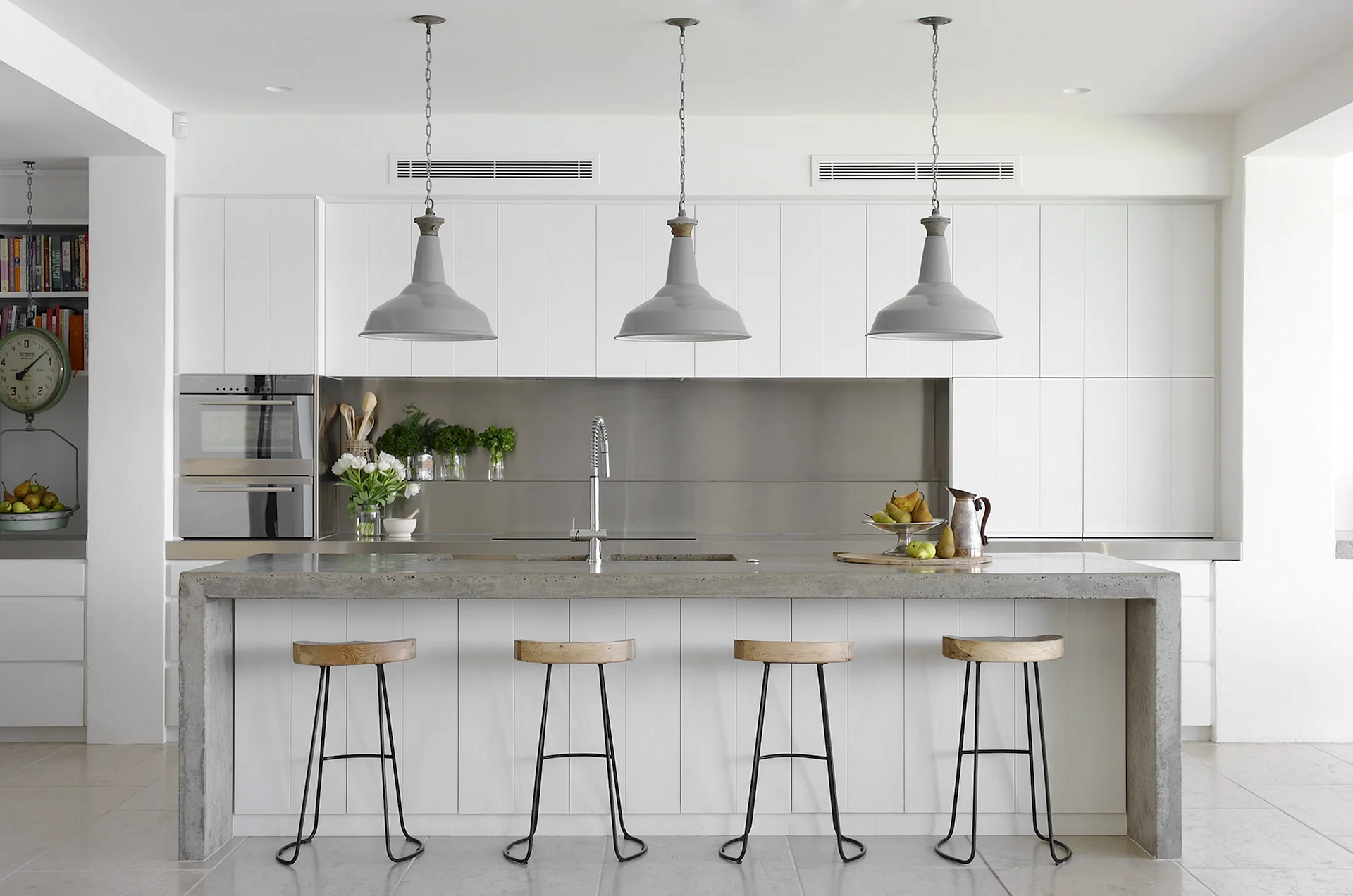 White Gray Kitchen Wallpaper