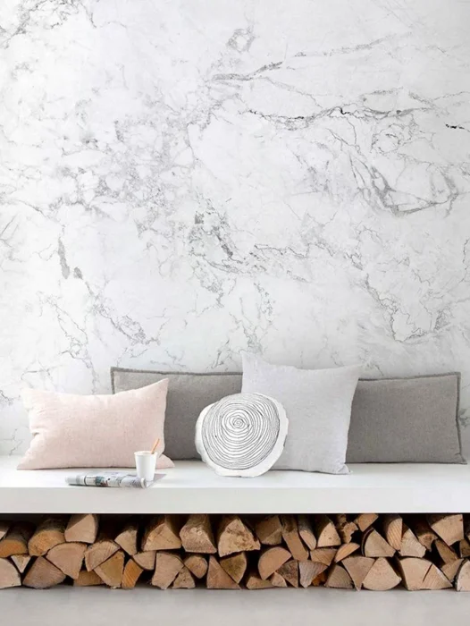White Marble Wall Wallpaper