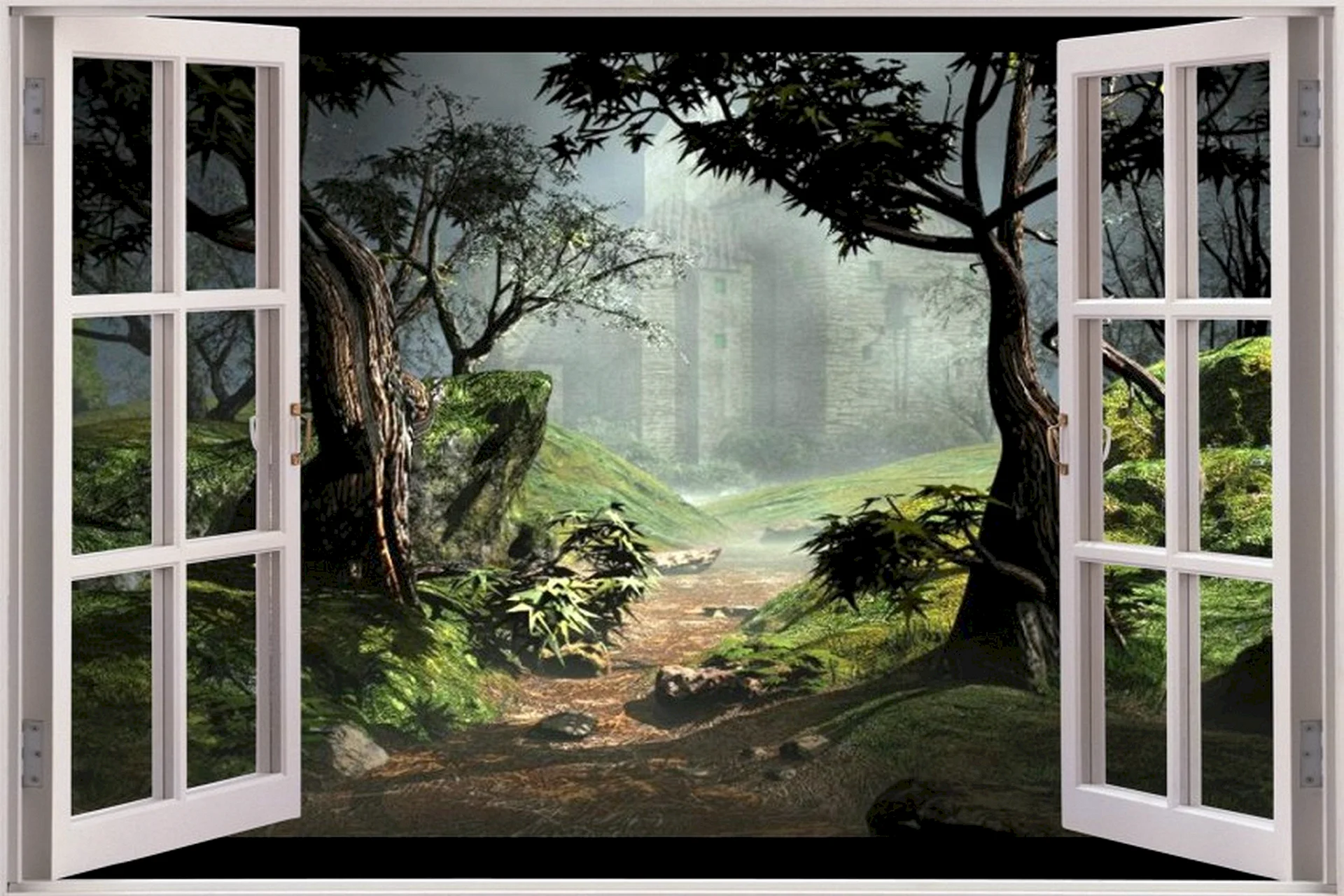 Window View 3D Wallpaper