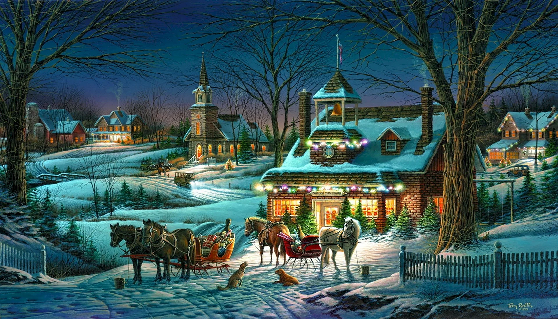 Winter Village Christmas Wallpaper
