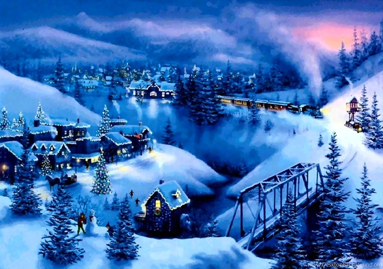 Winter Village Christmas Wallpaper