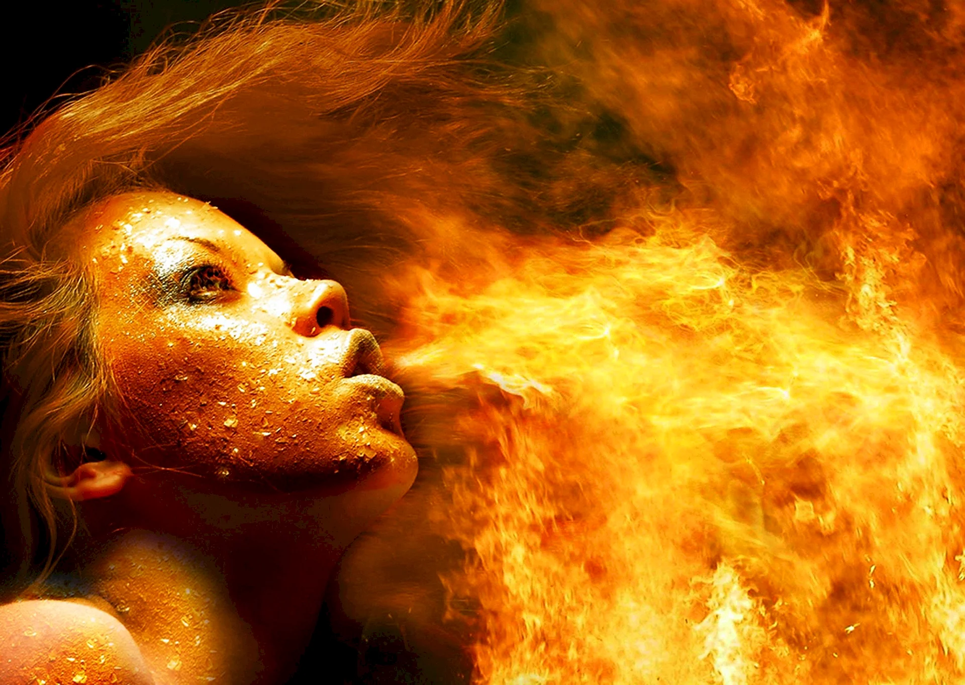 Woman In Fire Wallpaper