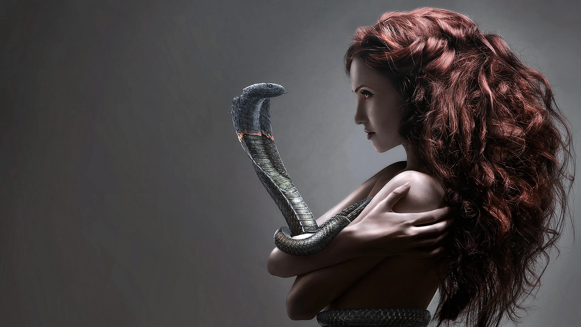 Woman with Snake Wallpaper