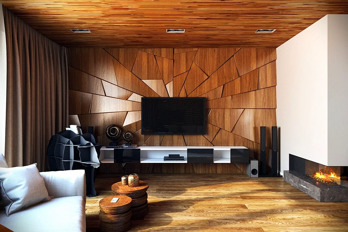 Wooden Interior Wall Design Wallpaper