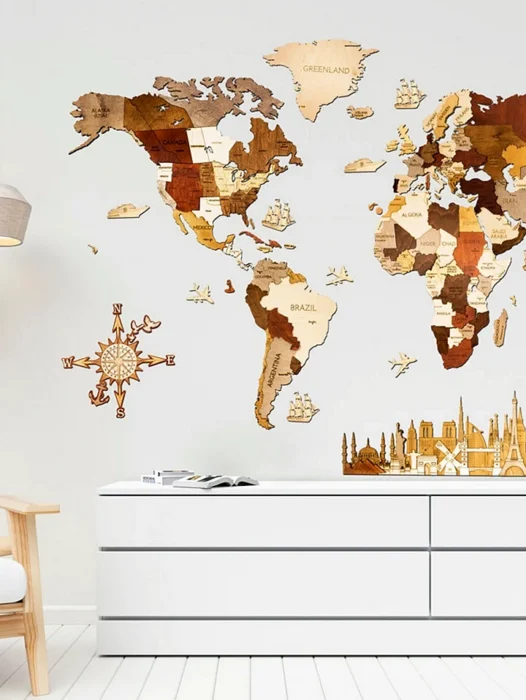 Wooden World Map Wallpaper