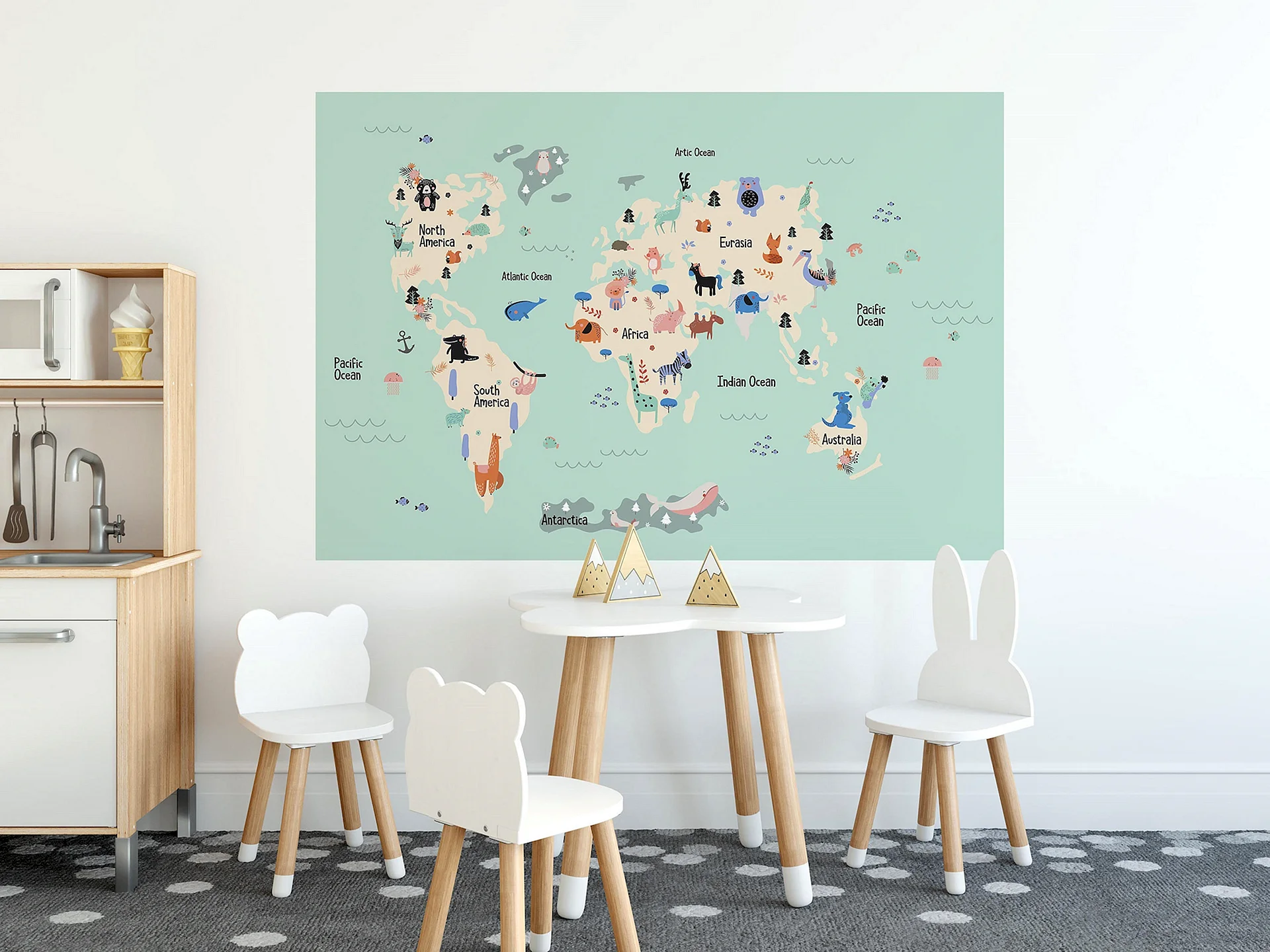 World Map Mural World Map Poster For Kids Room Wallpaper