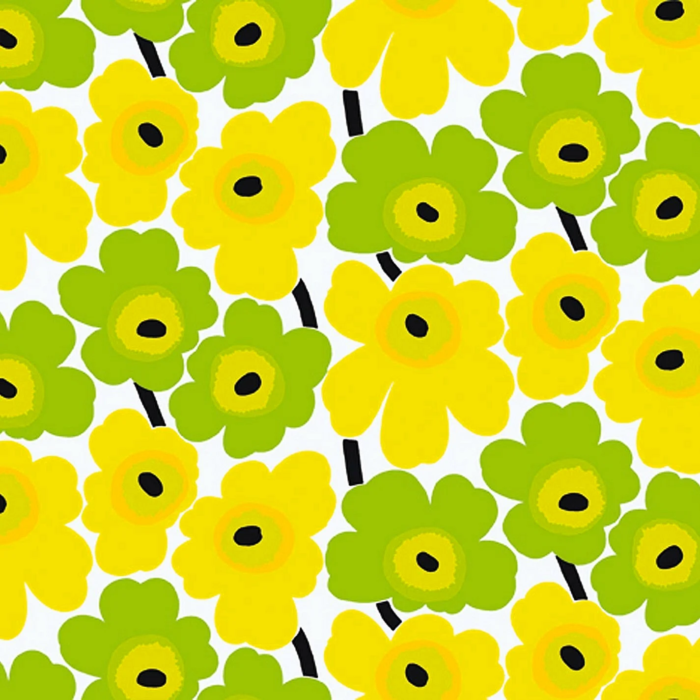 Yellow And Green Floral Pattern Wallpaper