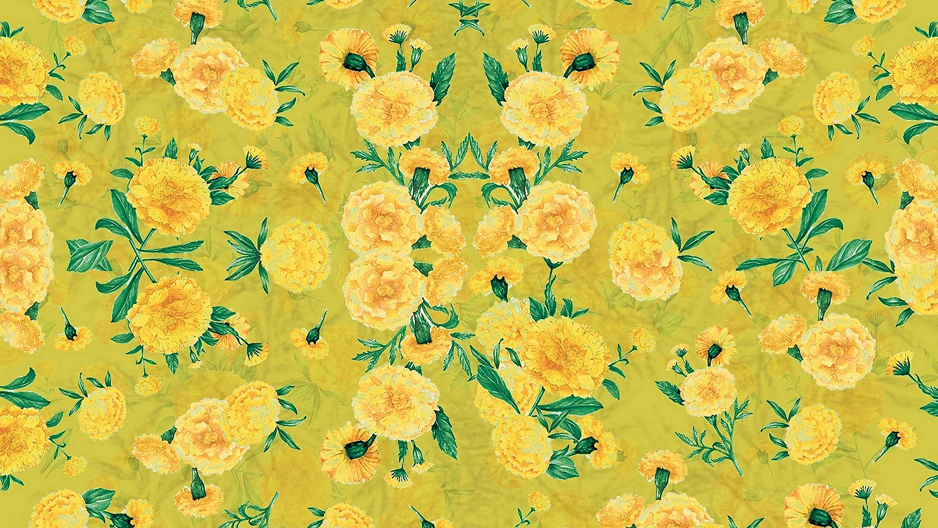 Yellow Flower Pattern Wallpaper