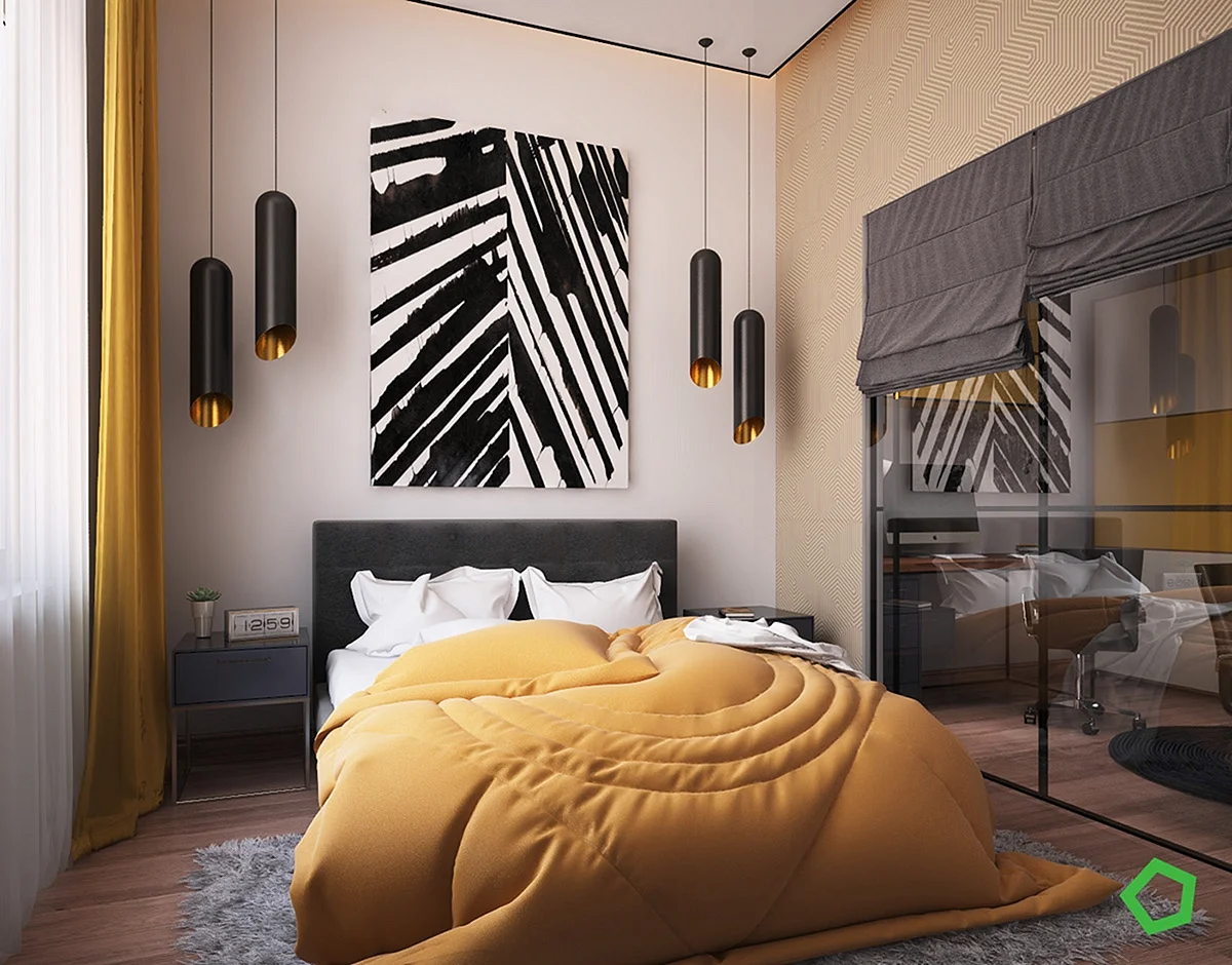 Yellow Modern Bedroom Wallpaper